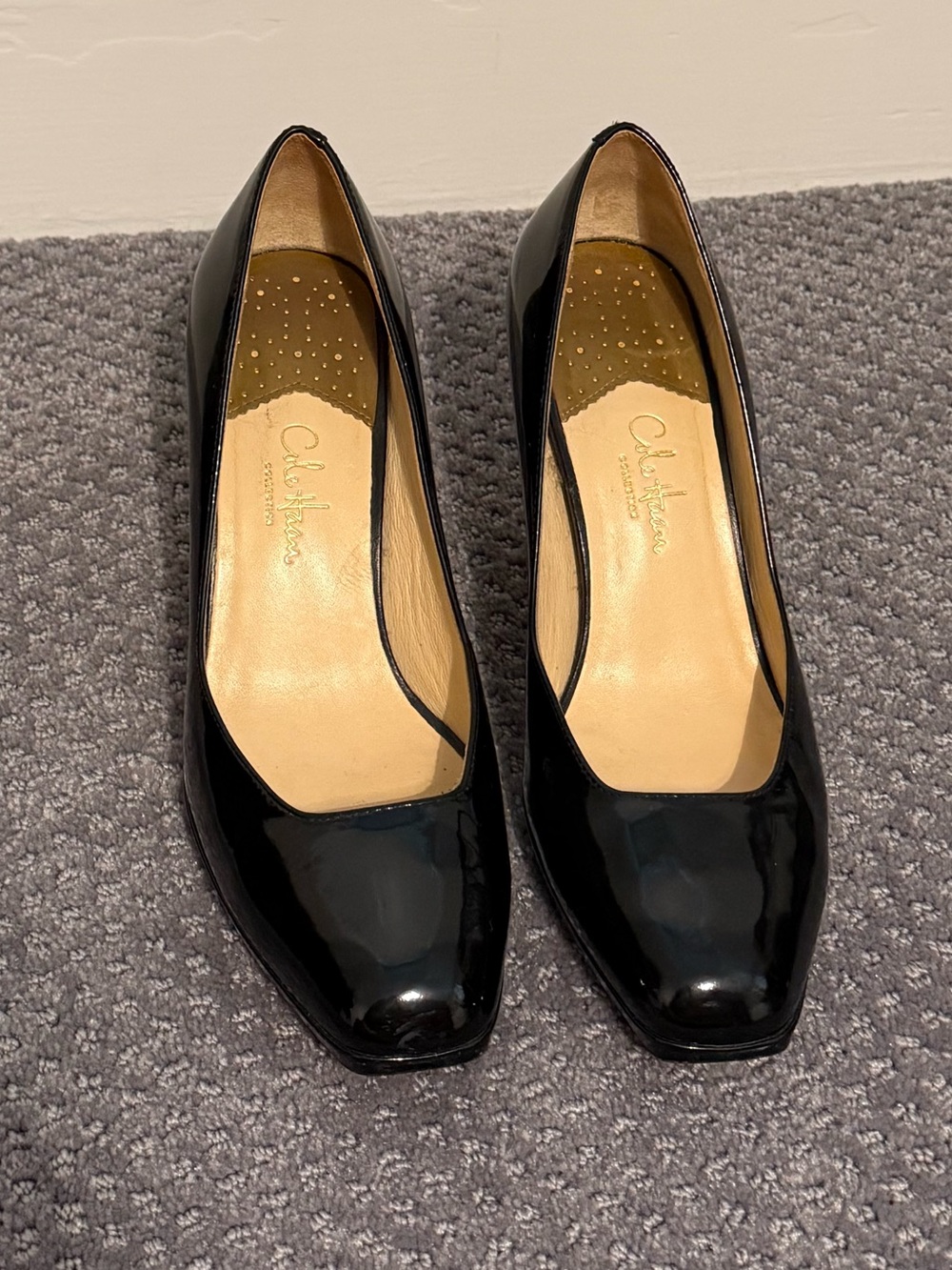 Cole Haan Nike Air Black Patent Leather Mid Heel Pumps
